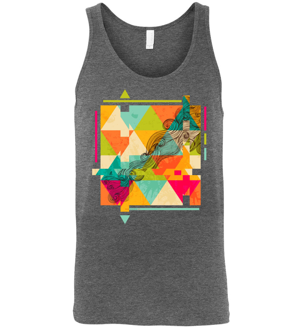 Graphic Tank Top, Distorted Triangle Pattern - Lost at Home Shirts